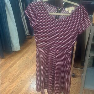 Michael Kors Red and White Patterned Midi Dress